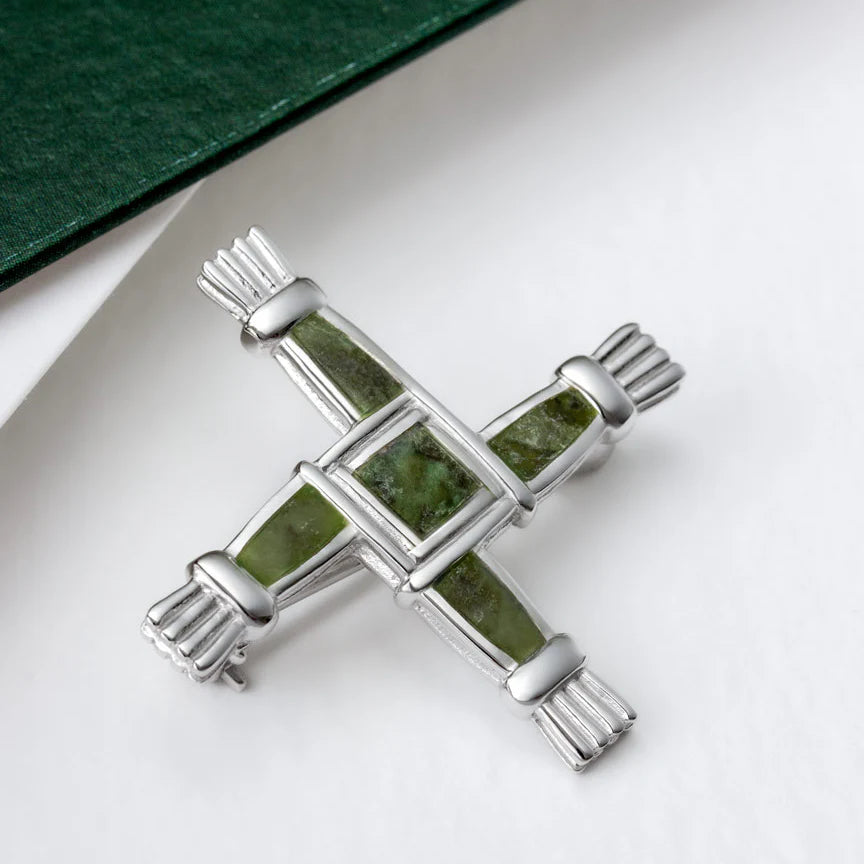 Simple Flower Brooch-St Brigids Sterling Silver Connemara Marble Brooch