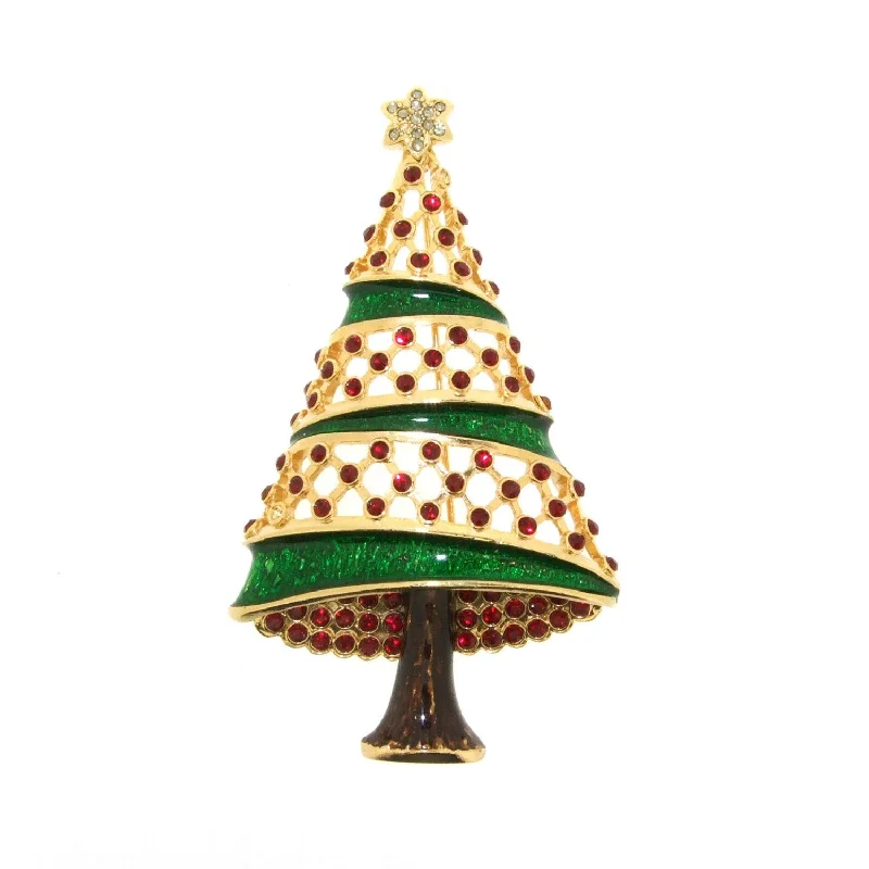 Black Diamond Brooch-Golden Christmas Tree Brooch by Cristobal London