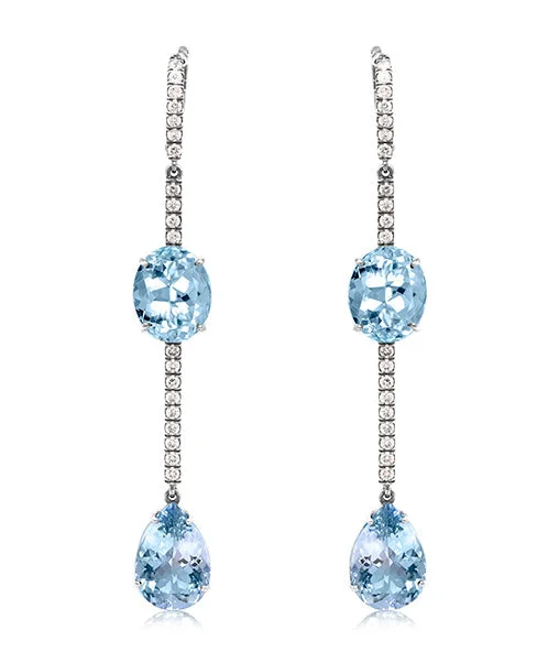 Bright Earrings-Aquamarine and Diamond Earrings 18-JSA