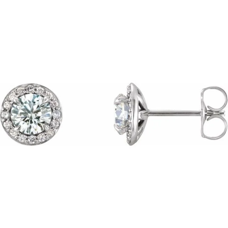 Ring Earrings-14K White 4 mm Natural White Sapphire & 1/10 CTW Natural Diamond Earrings