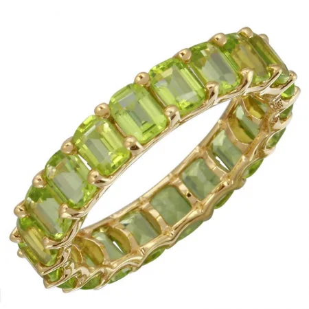 Sapphire Rings-14k Yellow Gold Peridot Gemstone Eternity Ring