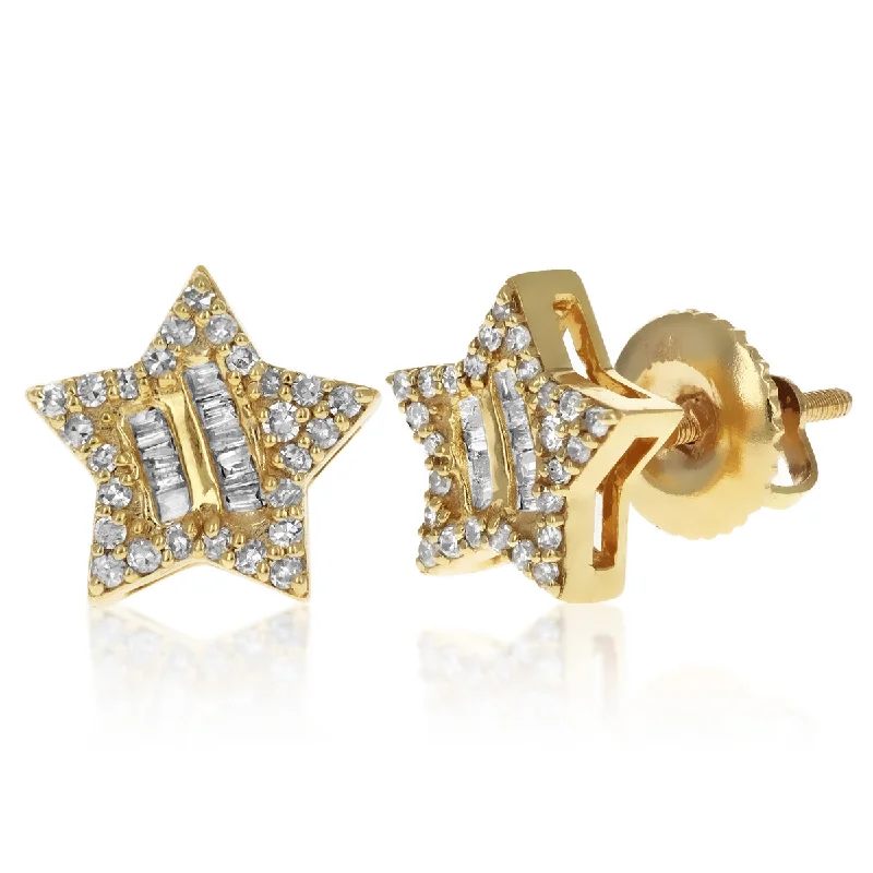 Hanging Earrings-Diamond Star Earrings | 14K Gold