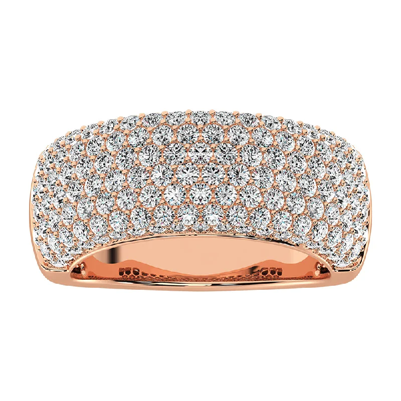 Double Band Rings-14K Rose Gold 2 Ct.Tw. Diamond Pave Set Fashion Band