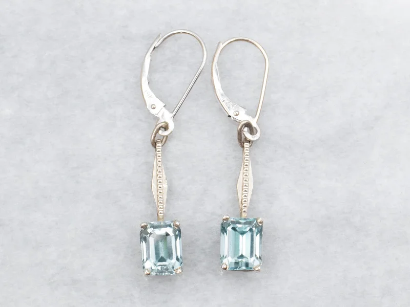 Acrylic Earrings-Blue Zircon Drop Earrings