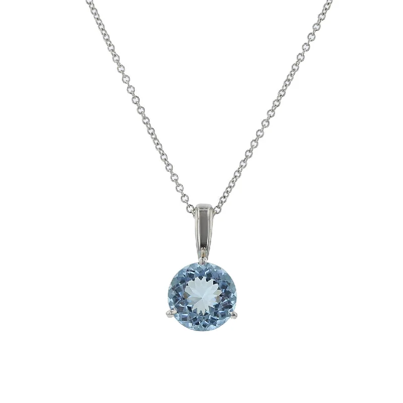 Vintage Pendant Necklaces-18K White Gold Aquamarine Pendant Necklace