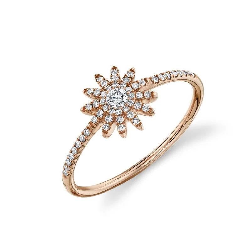 Ruby Rings-14K Rose Gold Diamond Starburst Ring