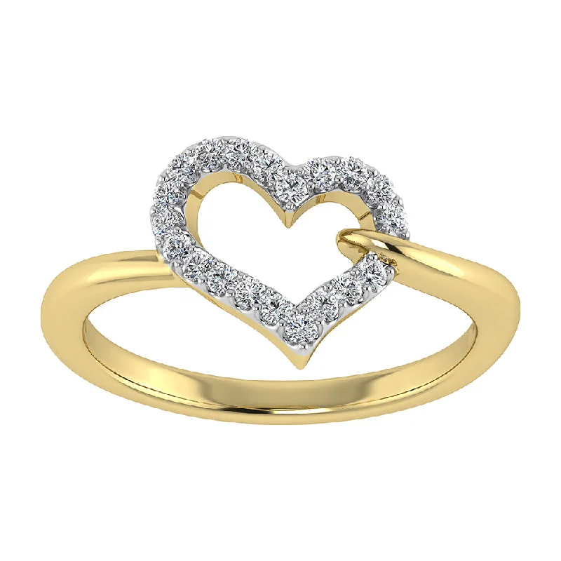 Wedding Engagement Rings-10K Yellow Gold 1/6 Ct.Tw. Diamond Heart Ring