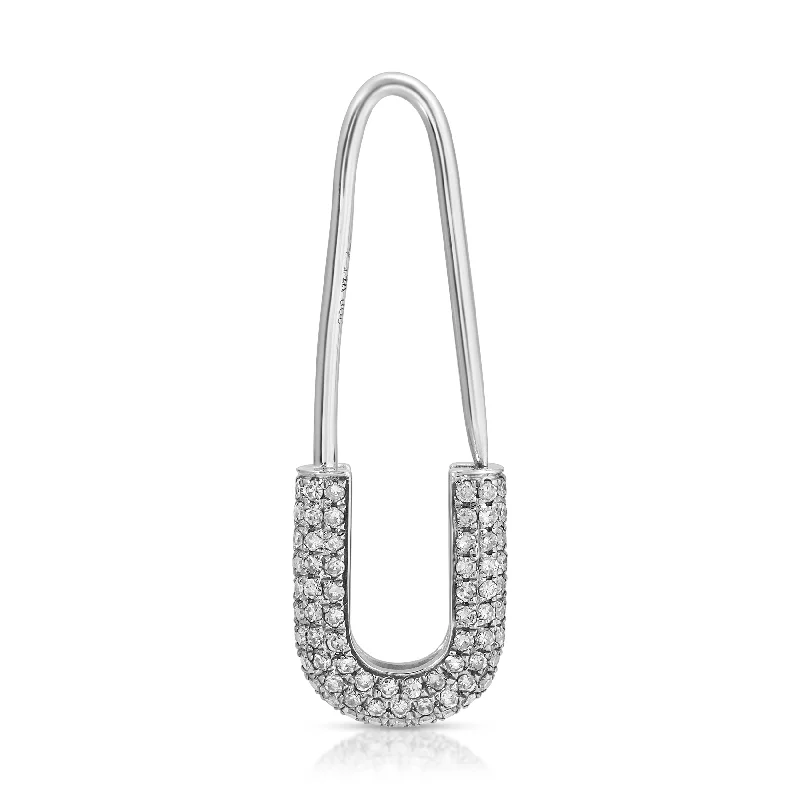 Chain Earrings-Pave Diamond Safety Pin Earring