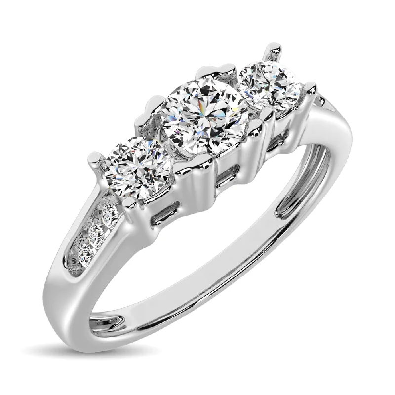 Stackable Wedding Rings-10K White Gold 1/2 Ct.Tw. Diamond Three Stone Ring