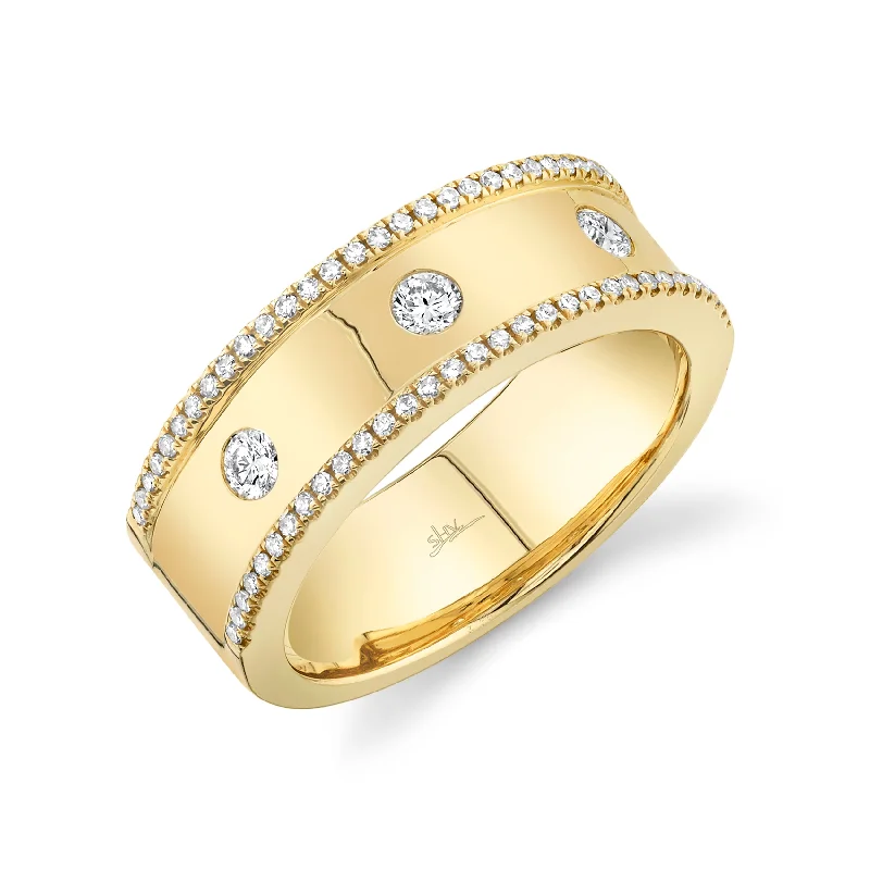 Modern Wedding Band Sets-14K Yellow Gold Diamond High Polished Band