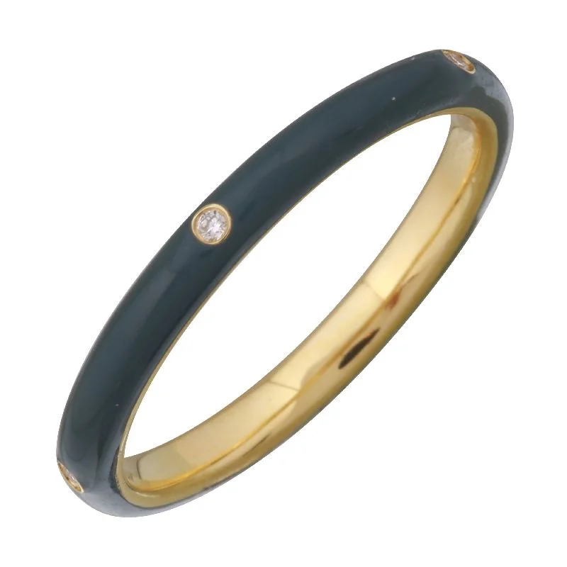 Stackable Diamond Rings-Yellow Gold Dusk Enamel & Diamond Ring