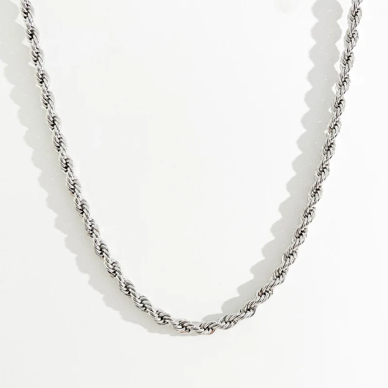 Statement Gold Necklaces-Kassidy Thick Rope Chain in Silver (Unisex)