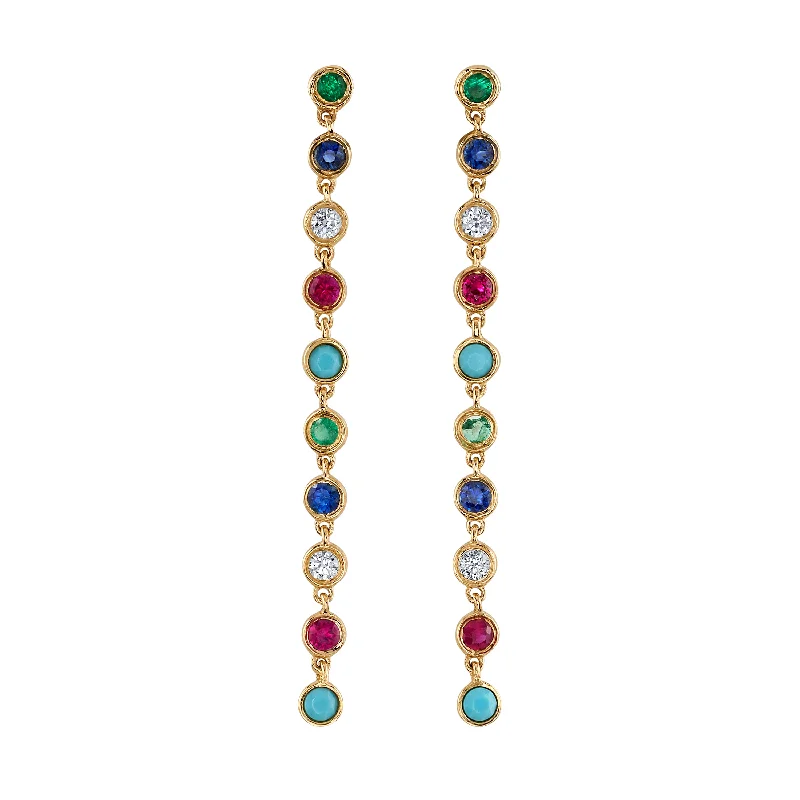 Vintage Gemstone Earrings-Rainbow Drop Earrings