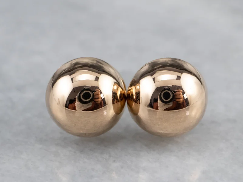 Luxury Earrings-18K Rose Gold Button Stud Earrings