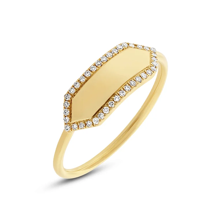 Diamond Wedding Bands-14K Yellow Gold Polished Diamond Engravable Ring