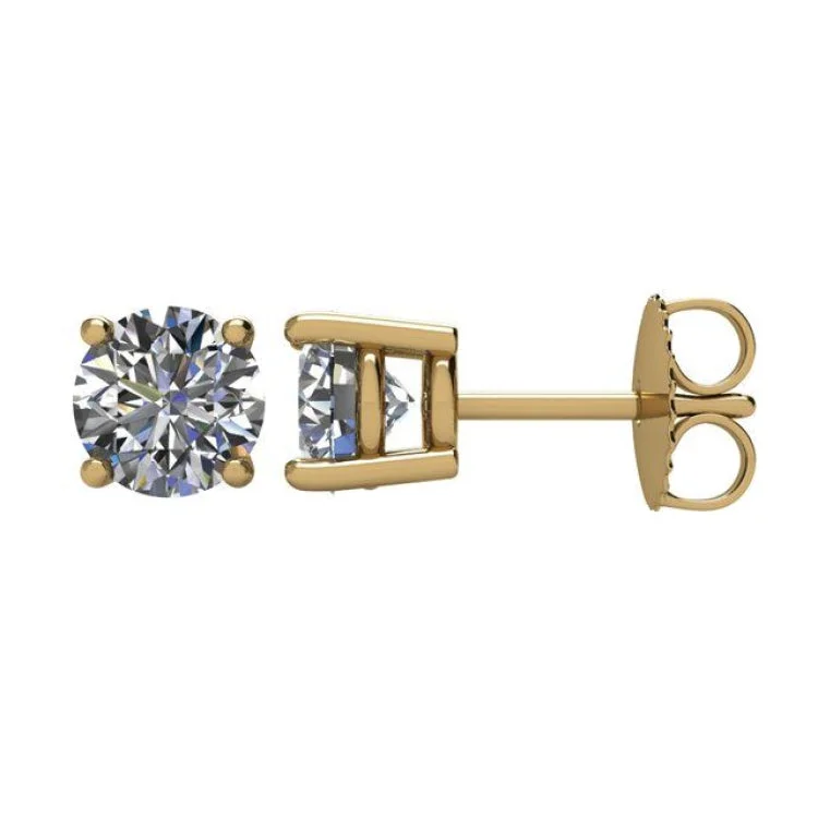 Gold and Silver Earrings-14K Yellow 1 1/2 CTW Natural Diamond Stud Earrings