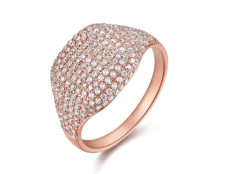 Diamond Eternity Bands-14K Rose Gold Diamond Pinky Ring