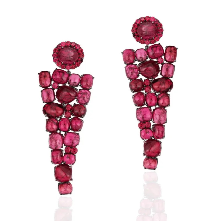 Pearl Drop Earrings-Spinel Statement Drop Earrings