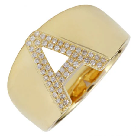 Silver Engagement Rings-14K Yellow Gold Diamond Block Initial Ring (A-Z)