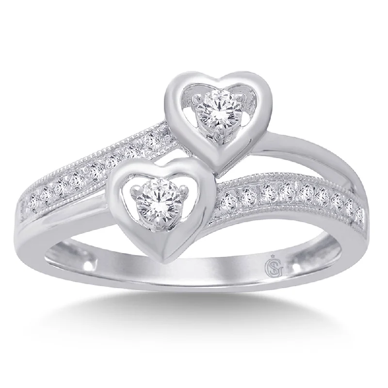 Designer Diamond Rings-10K White Gold 1/4 Ct.Tw. Diamond Heart Ring