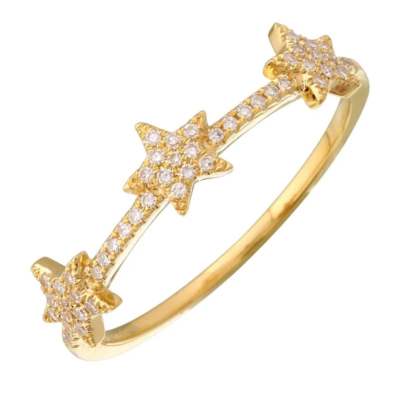 Gold Rings for Men-14K Yellow Gold Diamond Star Ring