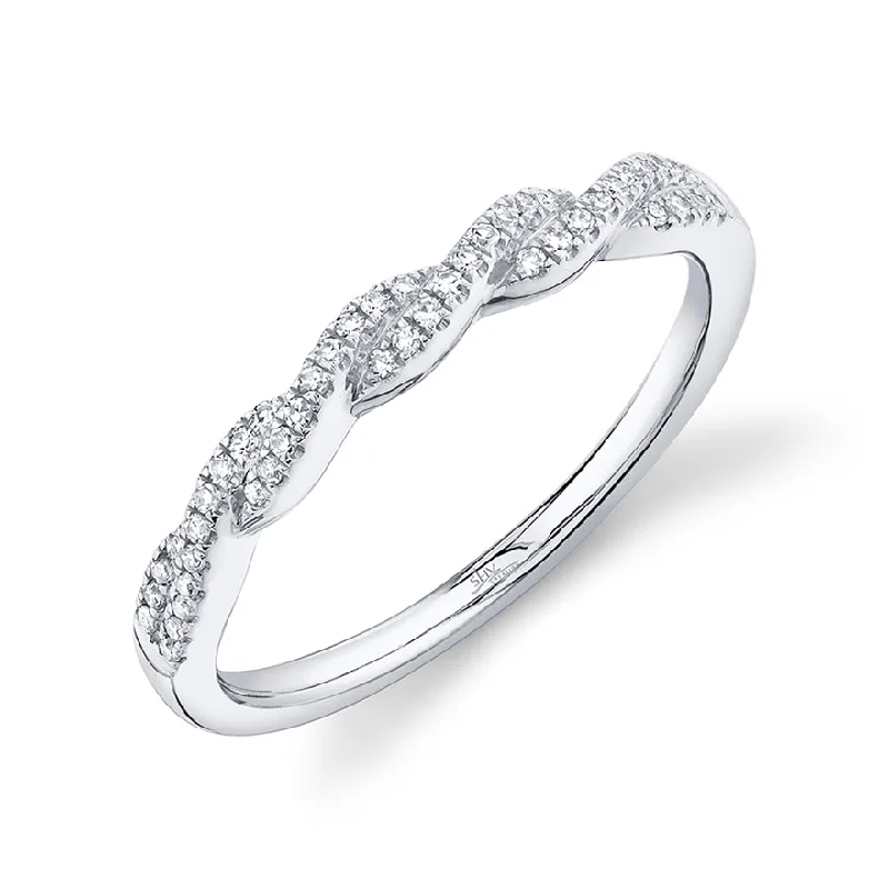 Ring with Birthstone-14K White Gold Diamond Twist Band