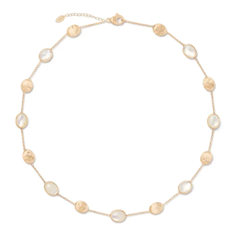 Boho Necklaces-18K Yellow Gold and Mother of Pearl Short Necklace