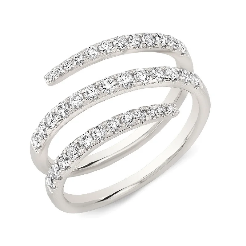 Bridal Rings-14K White Gold Diamond Triple Wrap Ring