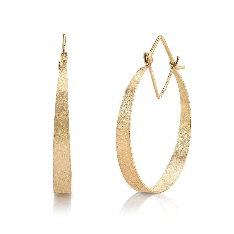 Gold Leaf Earrings-Navette Hoop Earrings