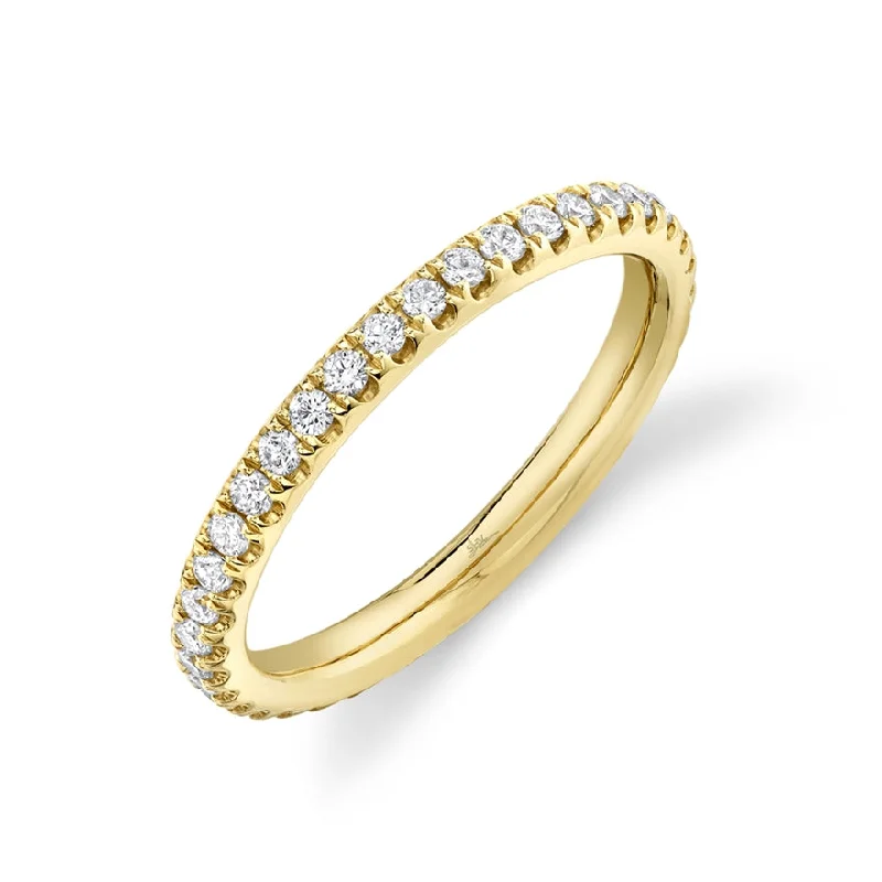 Wedding Engagement Rings-14k Yellow Gold Diamond 2.4mm Eternity Band