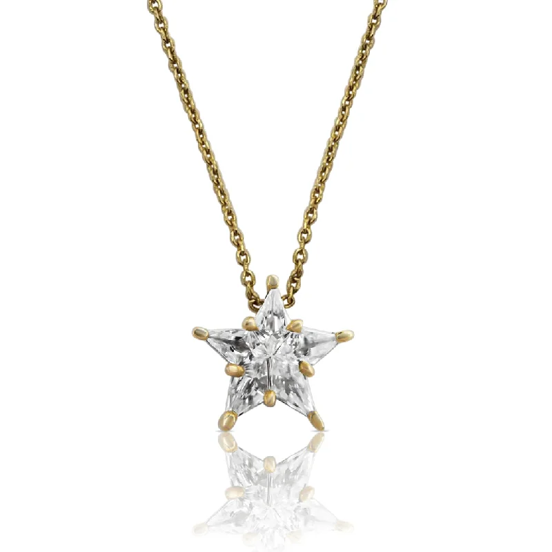 Three-layer Necklaces-14K Yellow Gold Kite Diamond "Star" Necklace