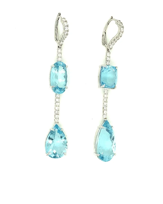 Large Gem Earrings-Aquamarine Earrings with Diamonds 4-JSA