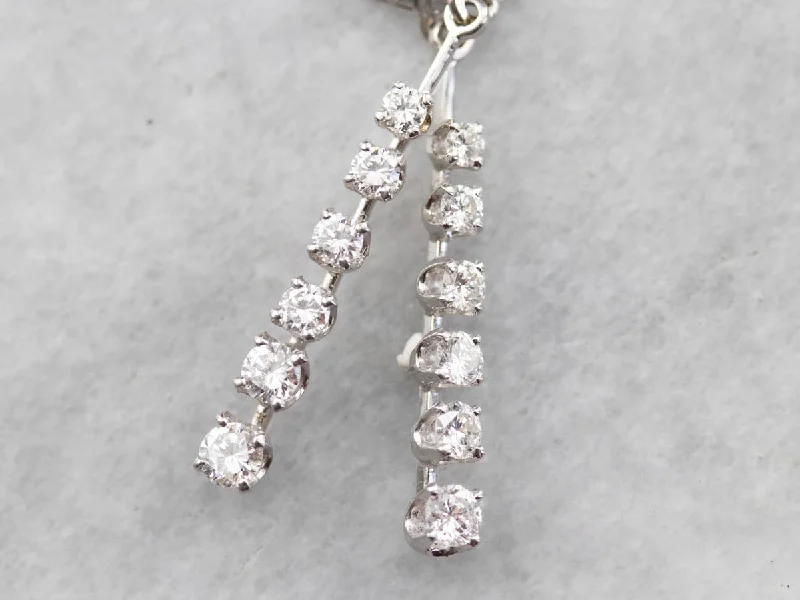 Moonstone Earrings-Graduated Diamond Drop Earrings