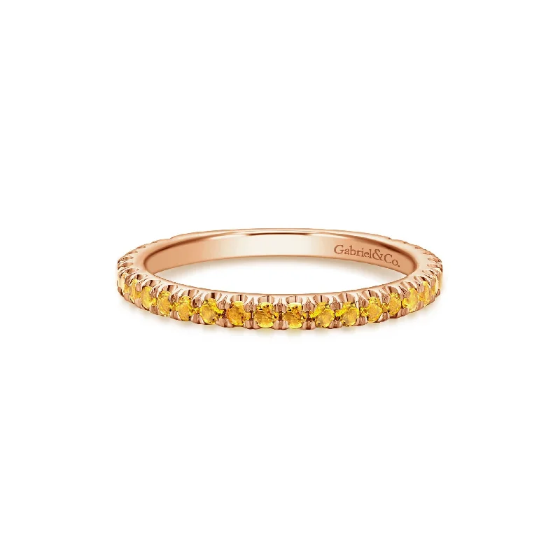 Gold Wedding Bands-14K Rose Gold Citrine Band