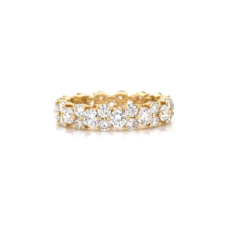 Promise Rings-18K Yellow Gold Diamond Cluster Eternity Band