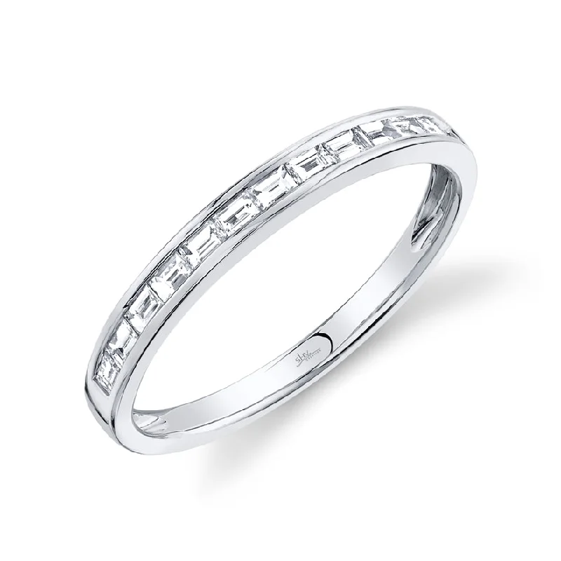 Geometric Rings-14K White Gold Diamond Baguette Thin Band