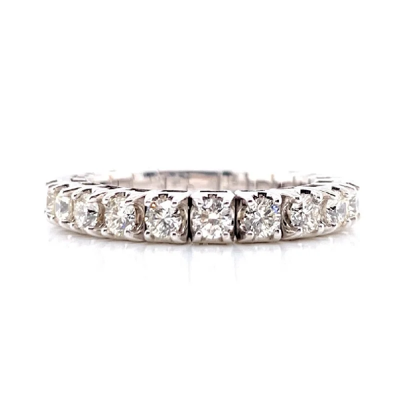 Vintage Ruby Rings-14K White Gold Diamond Stretch Eternity Band