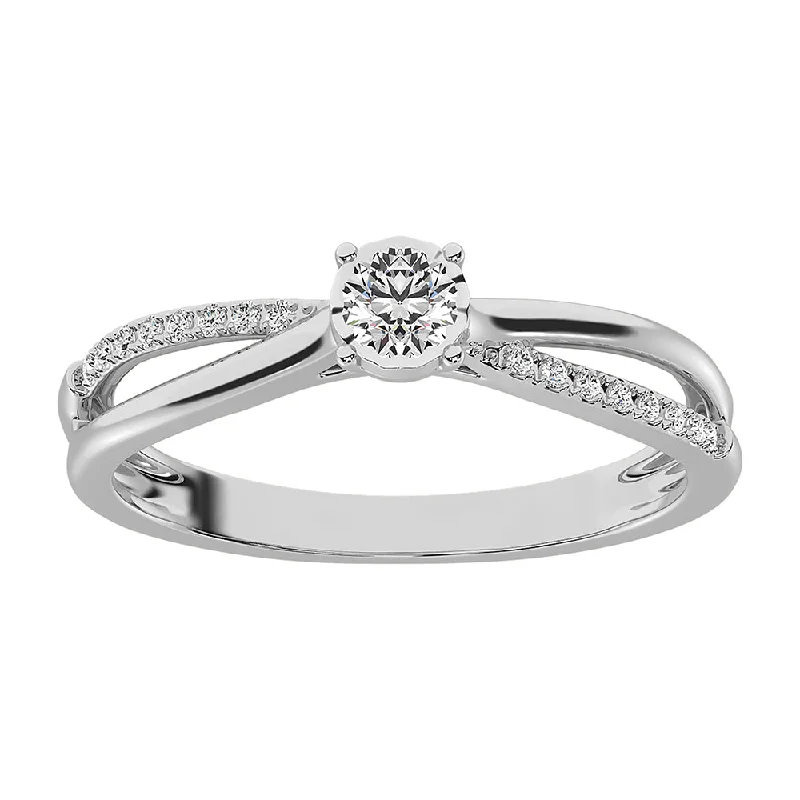 Designer Solitaire Rings-10K White Gold 1/5 Ct.Tw. Diamond Promise Ring