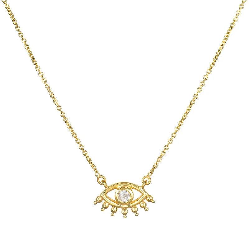 Multi-stone Necklaces-Evil Eye Diamond 14kt Gold Necklace