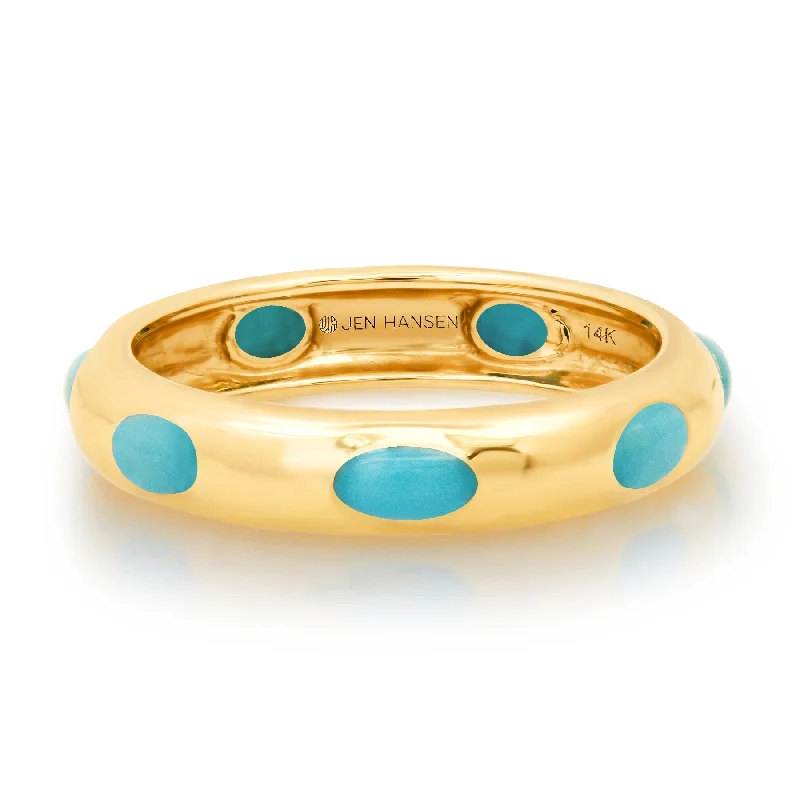 Platinum Wedding Rings-TURQUOISE STATEMENT RING, 14kt GOLD