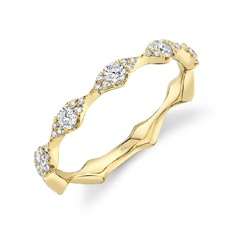 Solitaire Diamond Rings-14K Yellow Gold Diamond Free Form Band