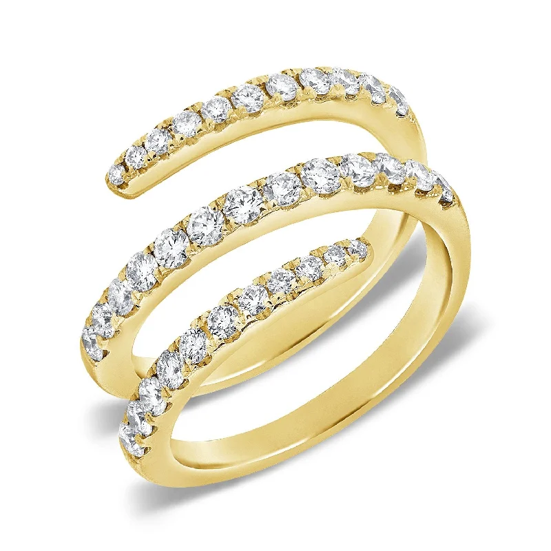 Two-tone Wedding Bands-14K Yellow Gold Diamond Swirl Ring