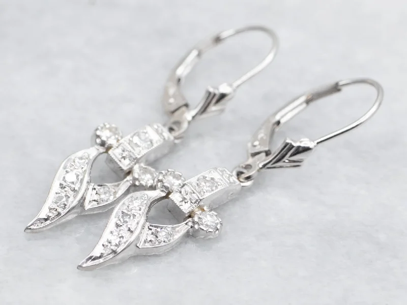 Butterfly Stud Earrings-Lovely Diamond Retro Era Drop Earrings