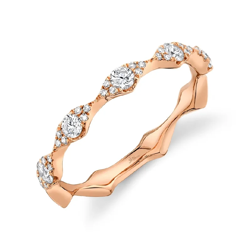 Gold Cocktail Rings-14K Rose Gold Diamond Free Form Band