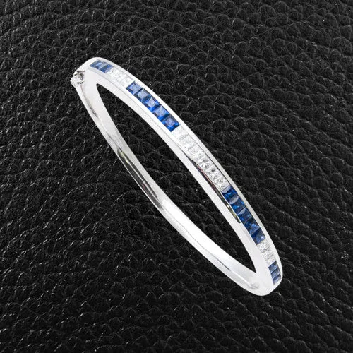 Diamond Bangle Bracelets-Sapphire & Diamond Bangle Bracelet