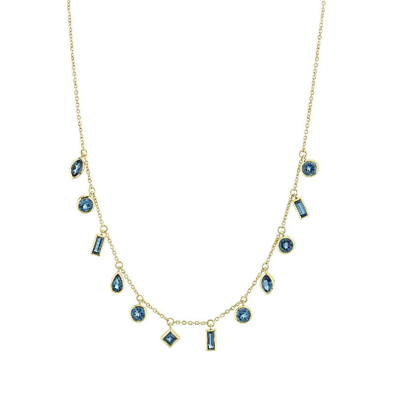 Glam Necklaces-18K Yellow Gold London Blue Topaz Necklace