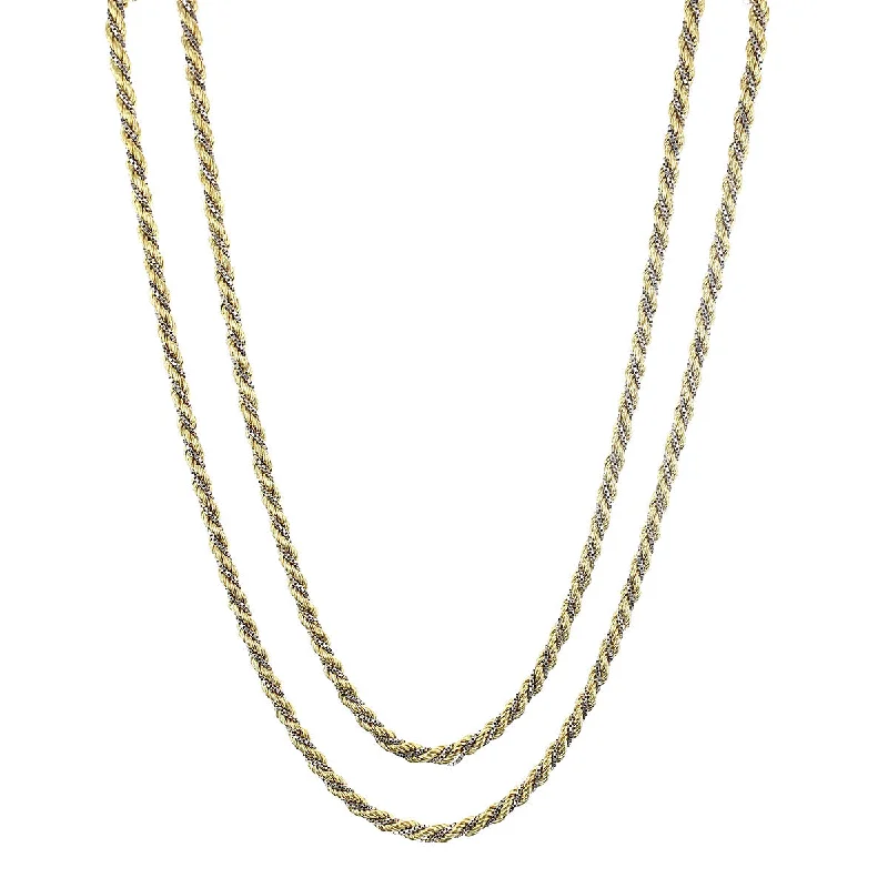 Vintage Chain Necklaces-41-Inch Twisted Rope and Box Chain Necklace