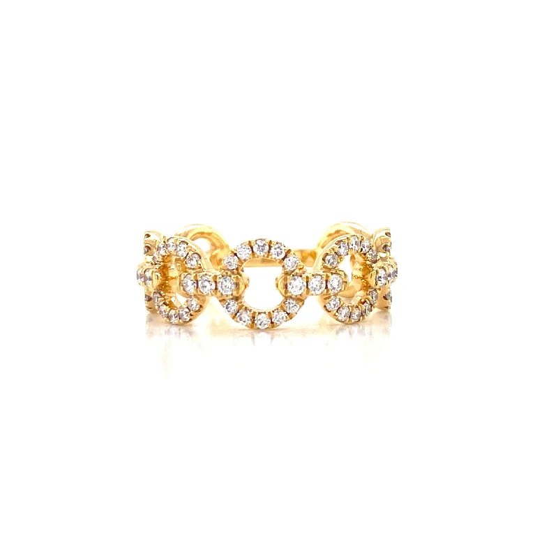 Luxury Engagement Rings-18K Yellow Gold Diamond Linked Circle Ring