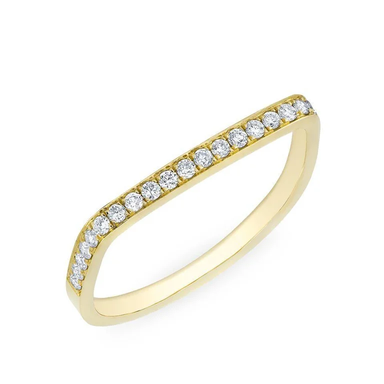 Classic Rings-14K Yellow Gold Diamond Flat Top Stacking Ring