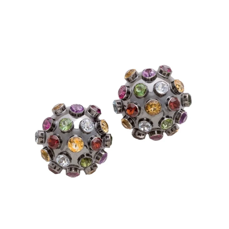 Bridal Drop Earrings-Sphere Earrings with Precious Stones